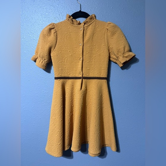 Janie & Jack Quilted Puff Short Sleeve Girls Dress Size 10 Gold/Brown EUC - Picture 2 of 3